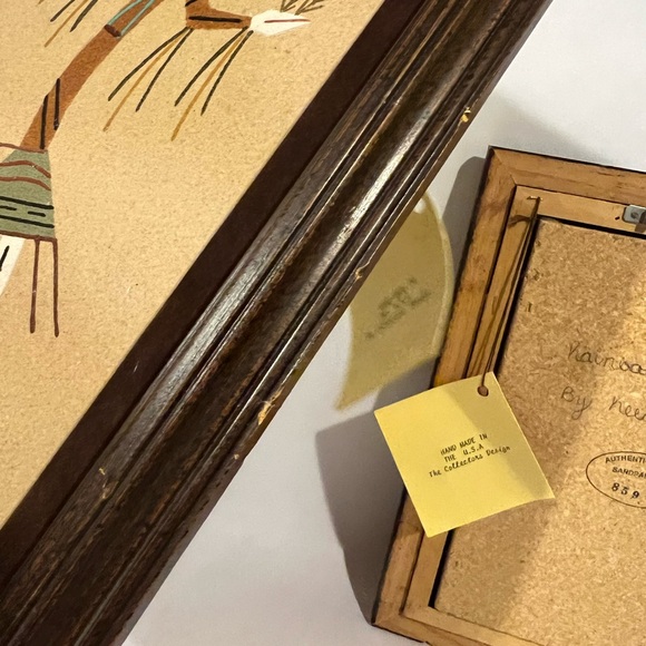 Authentic Navajo Indian Sand Art Painting Framed Lot Of 2 Rainbow Yei By Keedah - Picture 15 of 15